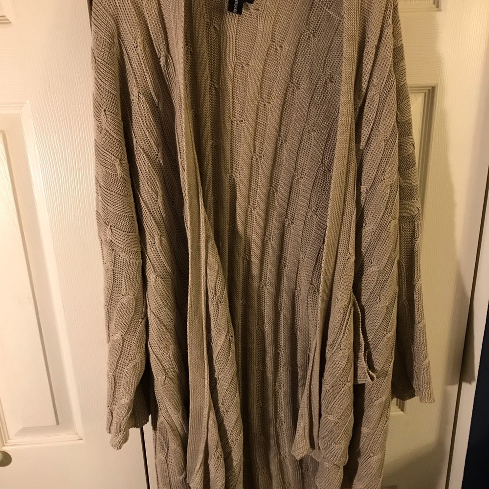 Eskandar long cabled linen sweater, stone taupe, one size